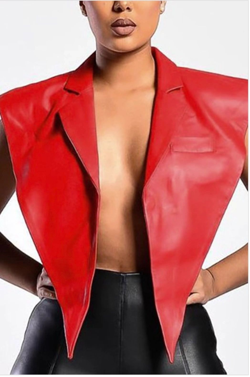 Red Vegan Leather Vest